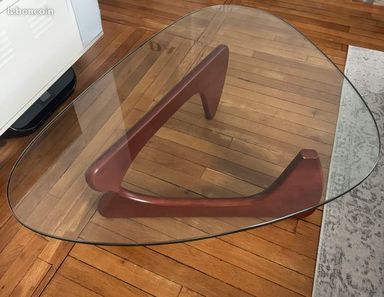 Table basse style Noguchi verre et bois