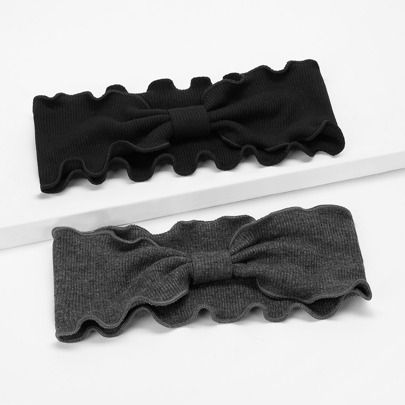 Lettuce Trim Headband 2pcs Casual Valentine's Day Valentines, Hair Accessories, Turban Headband, Hairband Fall Winter Hair Band Bows For Vacation Outf