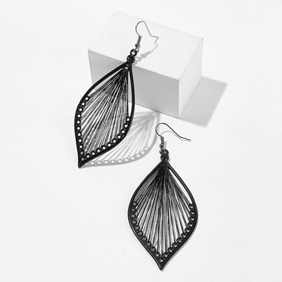 2pcs Bohemian Style Handmade Leaf Earrings, Women's Exaggerated Braided Tree Leaf Drop Earrings