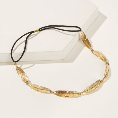 Metallic Leaf Elastic Headband Boho Hair Band Turban Headband Sweatband, Hairband Fall Winter Hair Accessories For Women For Vacation Outfits Woman El