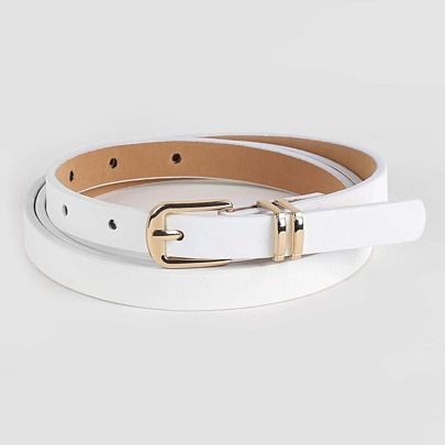 1pc Fashionable Casual Simple All-Match Button Thin Belt For Women Summer, School Fall, Autumn, Halloween