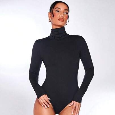 Mock Neck Long Sleeve Bodysuit