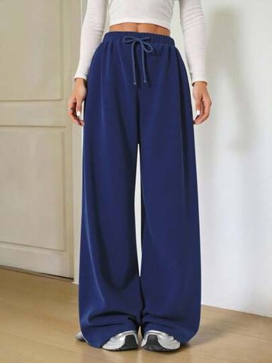 Teen Girl Drawstring Waist Loose Flared Leg Straight Casual Sweatpants Fall Winter