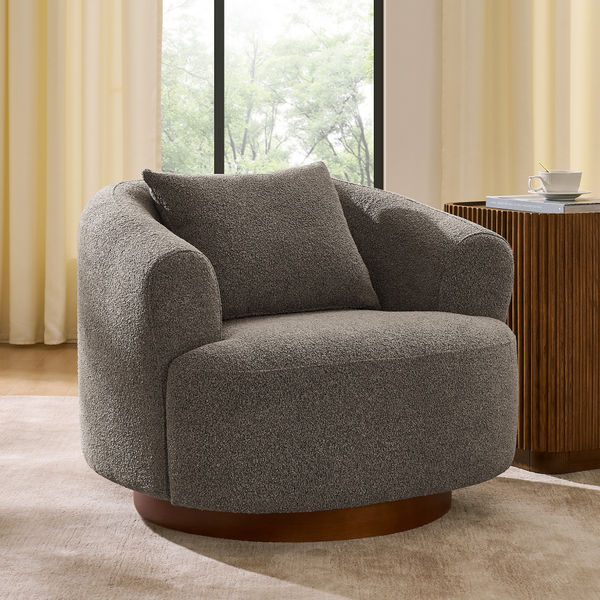 Timberve 35" Brown Swivel Accent Chair with Solid Frame
