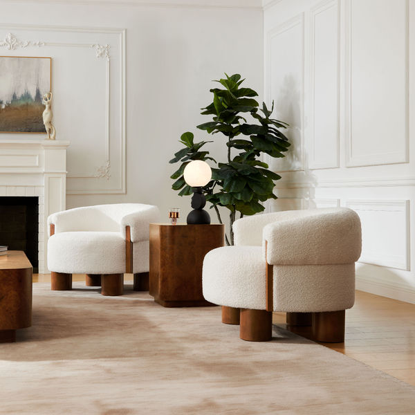 Nixlandy 27 Inch BouclÃ© Accent Chair with Solid Wood Frame