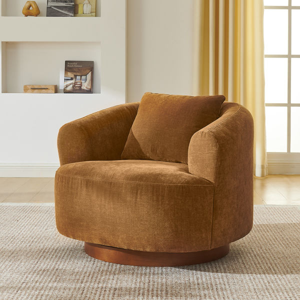 Timberve 35" Modern Swivel Accent Chair with Solid Frame