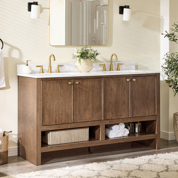 Damian 63" Double Bathroom Wood Vanity 2 Sink - Bathroom Cabinets and Vanities