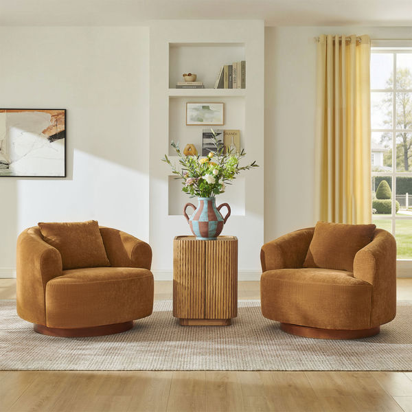 Timberve 35" 360Â° Swivel Accent Chair Set of 2 with Solid Frame