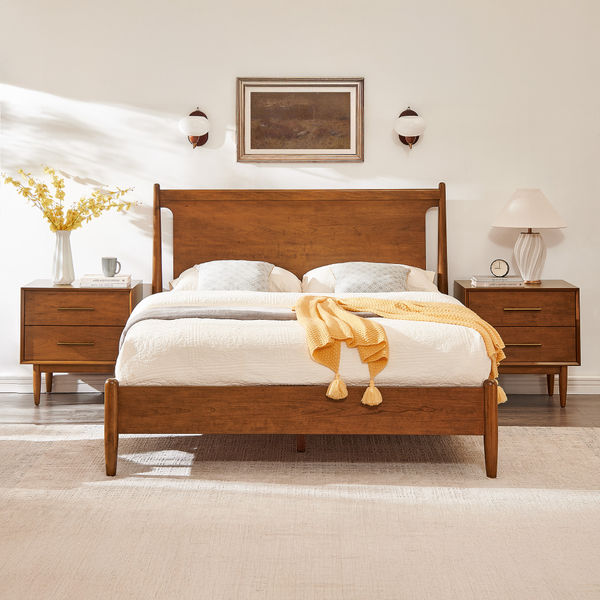 3-Piece Kaden Mid-Century Cherry Bedroom Set
