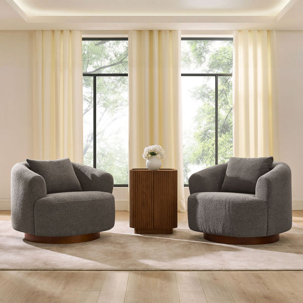 Timberve 35" Brown Swivel Accent Chair Set of 2 with Solid Frame