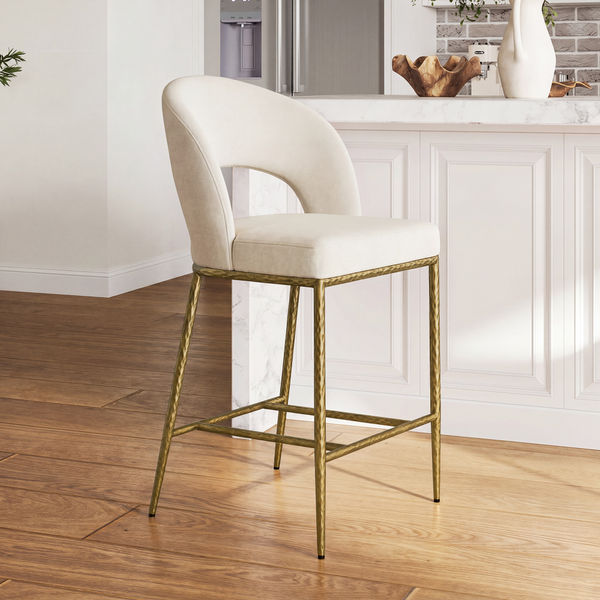 Siena Counter Stool with Forged Metal Frame by Hammered