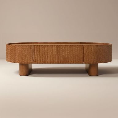 Hernest | Roderick 55" MCM Oval Wood Coffee Table