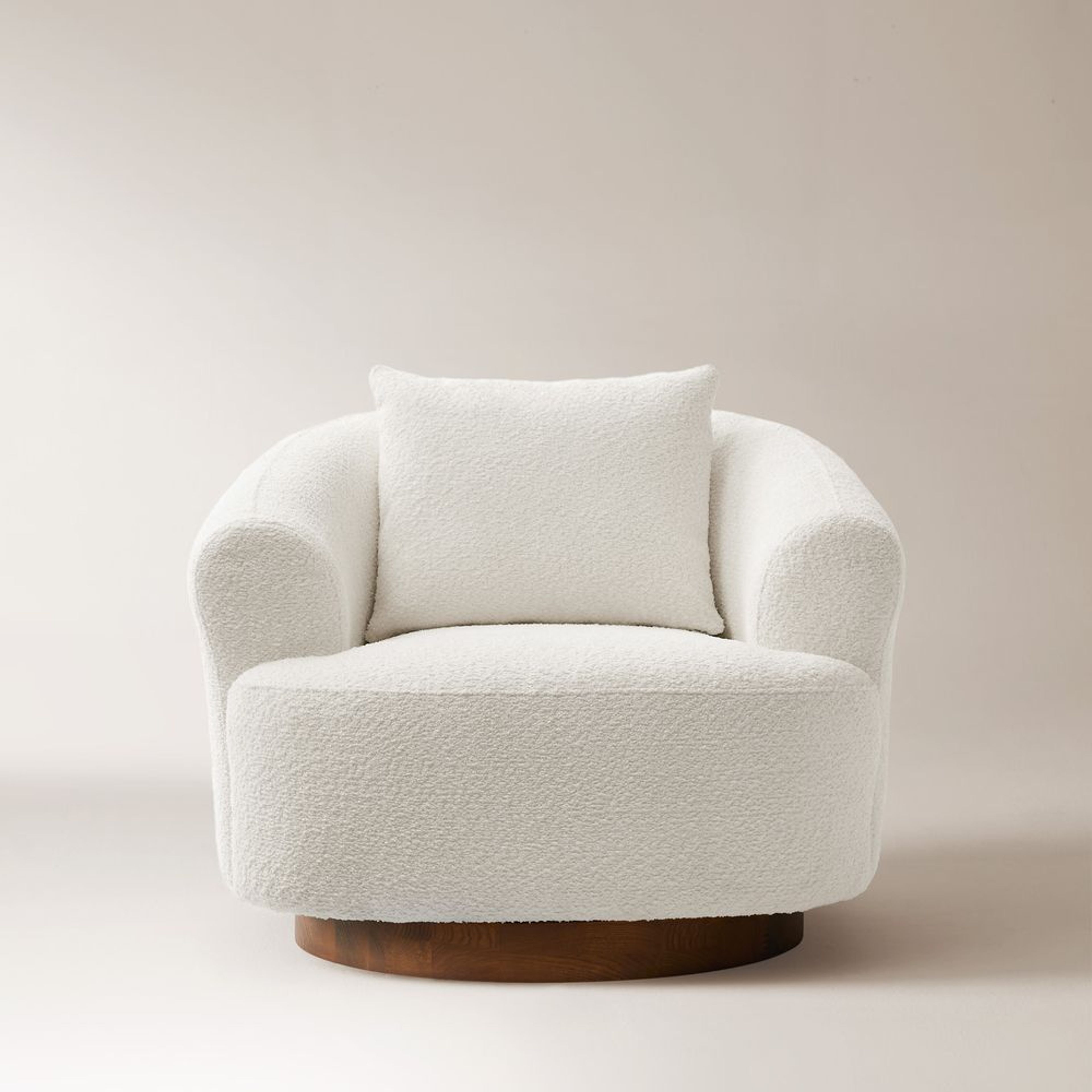 Timberve 35" Bouclé Swivel Accent Chair - Solid Frame Modern Design | HERNEST