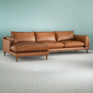 Terry 3 Seater Genuine Leather Sofa with Chaise