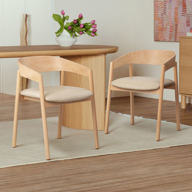 Mattia Curved Back Solid Beech Wood Dining Chair