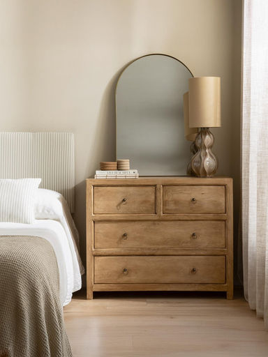 Cômoda madeira natural com 4 gavetas Rustic | Kenayhome