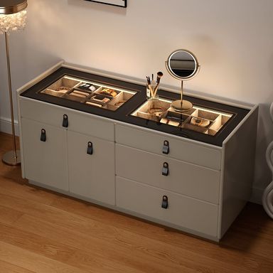 Modern 1200mm 4 Drawer Dresser with Light Closet Island with Jewelry Storage & Doors｜Homary