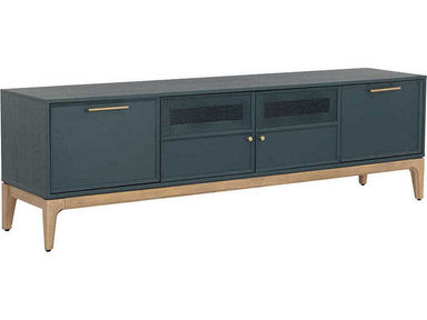 Sunpan Rivero 78" Oak Wood Teal Media Console
