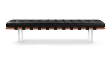 Manhattan - Manhattan Three Seater Bench, Midnight Black Premium Leather