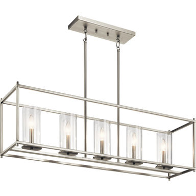 Crosby 5 Light 10 inch Brushed Nickel Chandelier Linear (Single) Ceiling Light, Single