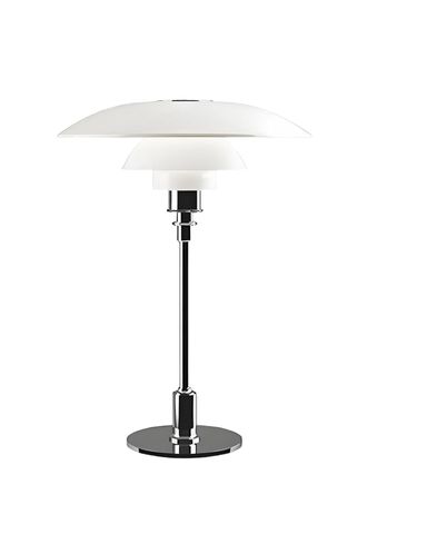 LIGHTLAND Modernist Table Lamp, White+Chrome