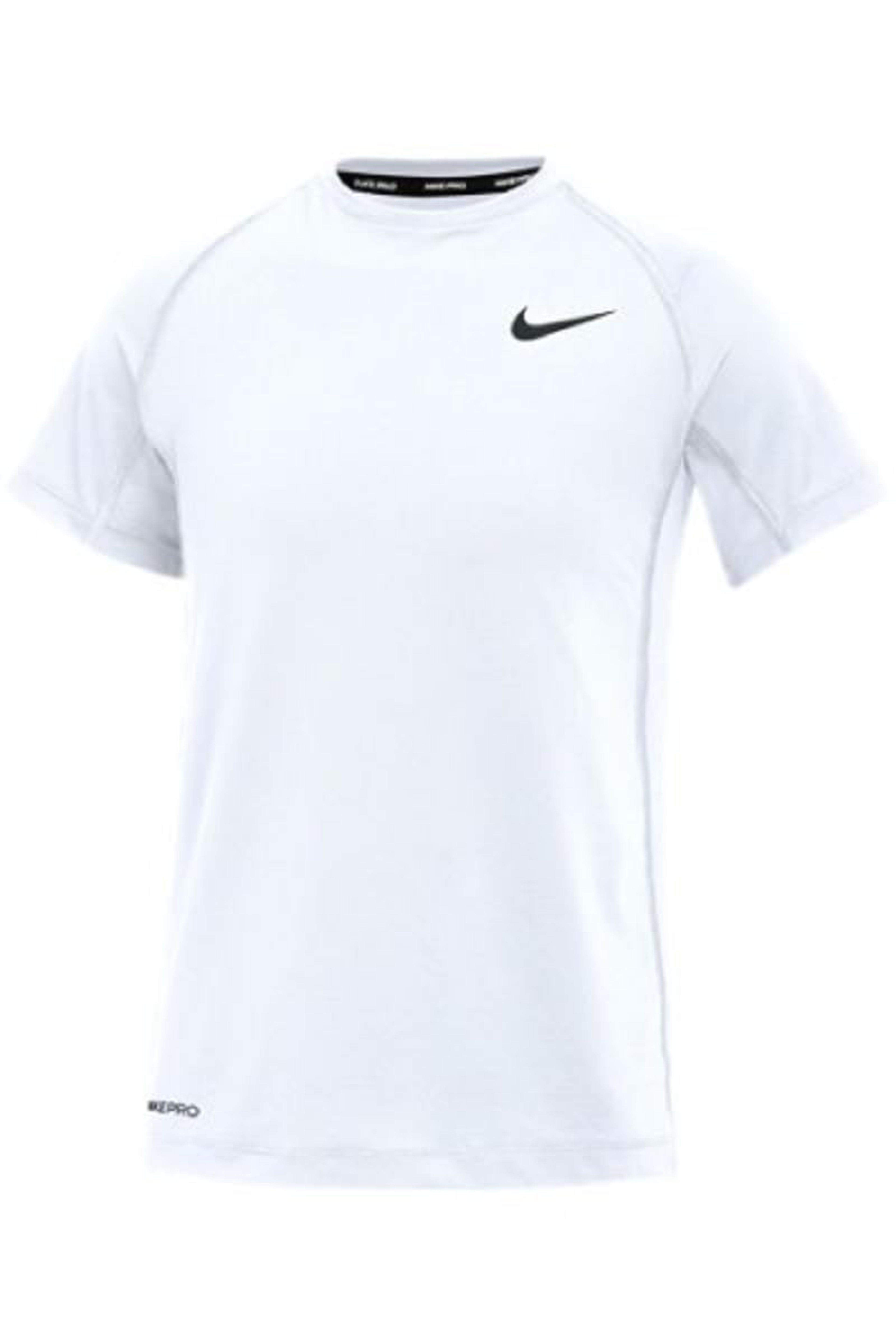 Nike Boys Pro Short Sleeve Tee White Large - Moisture-Wicking Youth Shirt