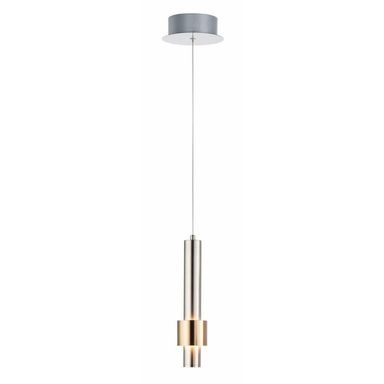 ET2 E24751-SNSBR Reveal Aluminum & Acrylic Tubular LED Mini Pendant Ceiling Lighting, 1-Light 6 Watts, 12" H x 3" W, Satin Nickel/Satin Brass
