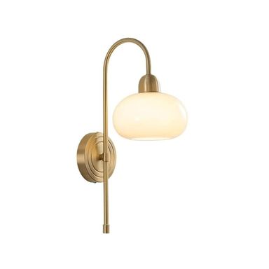 American-Style Copper, E27 Single-Headed Wall Sconces, Creative Round Glass Lampshade Wall Lantern, Wall-Mounted Lighting Fixtures, Bedroom Porch Decorated with Wall Lights