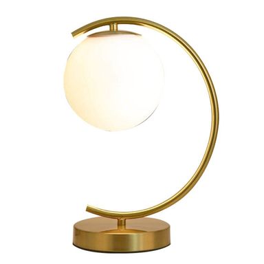 KCO Lighting Mid-Century Bedside Table Lamp Modern Glass Ball Desk Lamp Gold Reading Lamp Moon Shape Metal Table Light for Bedroom Living Room Office
