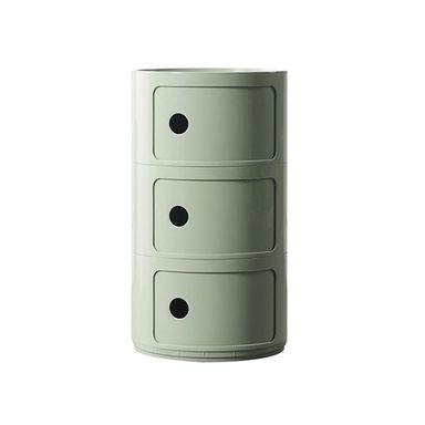 Round Nightstand with Drawers, Round Bedside Table 2/3/4 Tier Plastic Nightstand Storage, Round Storage Cabinet with Sliding Door, Modern End Table Side Table, for Living Room, Bedroom, Bathroom (Col