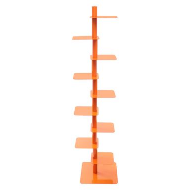 Eapmic Rotating Spine Bookshelf, 9 Tier Vertical Spine Book Tower, Metal Bookcase Organizer, Freestanding Book Shelf Storage Rack, Modern Tall Narrow Bookcase for Living Room Bedroom Office (Orange)