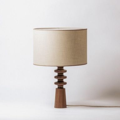 Wood Table Lamp FRUSTUM CONE| Mid Century Modern Table Light | Bedside Lamp | Desk Light | Desk Lamp | Wood Base Lamp | Wood Lamp (White,Walnut Large)