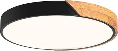Vikaey Modern LED Ceiling Light, Minimalist Wood Flush Mount Ceiling Light Fixture, 4000K Not Dimmable, Circle Lighting Lamp with Acrylic Lampshade for Bedroom Dining Room Laundry (Grey, 11.8'') - Amazon.com