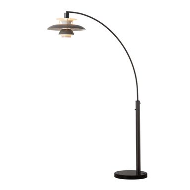 NOVA of California Palm Springs 1 Light Arc Floor Lamp - 83", Gunmetal and Gray Tonal Shades, Dimmer Switch, Marble Base