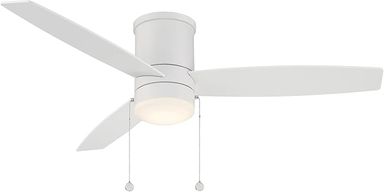 WAC Atlantis Indoor and Outdoor 3-Blade Pull Chain Flush Mount Ceiling Fan 52in Matte White with 3000K LED Light Kit - Amazon.com