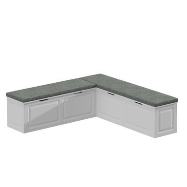 L Shape Storage Bench, Kitchen Breakfast Nook Bench, Backless Corner Bench Nook with Storage, Shoe Benches with Cushion for Entryway Cloakroom, White and Grey, 63”D x 63”W x 18.3”H