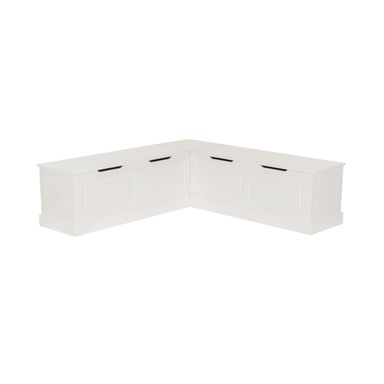 Linon Harris White Solid Pine Backless Nook with Interior Storage