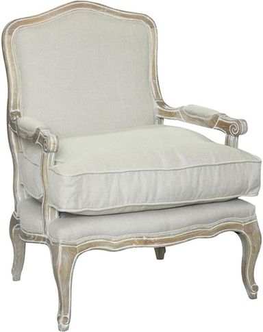 Amazon.com: Pangea Home Z Rodney Lounge Chair, Antique White and Linen : Home & Kitchen
