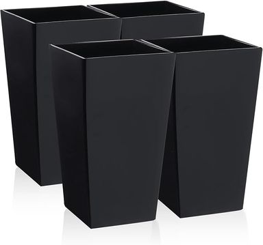 Amazon.com : Hushee 4 Pieces Tall Outdoor Planters 21 Inch Tall Tapered Square Planter with Drainage Hole Large Resin Flower Plant Pot Garden Patio Porch Planters for Outdoor Indoor Front Door Deck (Black) : Patio, Lawn & Garden