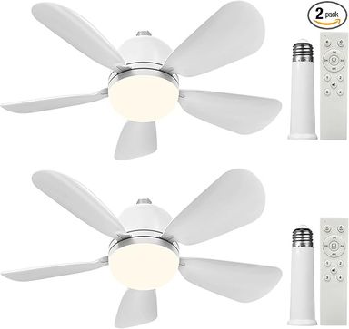 2-Pack Socket Fan Light, Dimmable LED Ceiling Fan Light Bulb Replacement, E26 Screw in Modern Ceiling Fan Light with Remote Control, Energy Efficient Quiet Fan Light for Bedroom Living Room Garage - Amazon.com