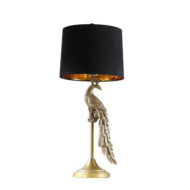 ORE International 29" in Modern Elegance Golden Peacock On A Pedestal Polyresin Table Lamp