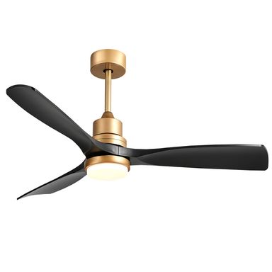 52/inch Modern Black and Gold Ceiling Fan with Lights Remote, ETL Listed, 3 Downrods, Blade Fans, Reversible Quiet DC Motor, Timer for Outdoor Patio Waterproof Bedroom