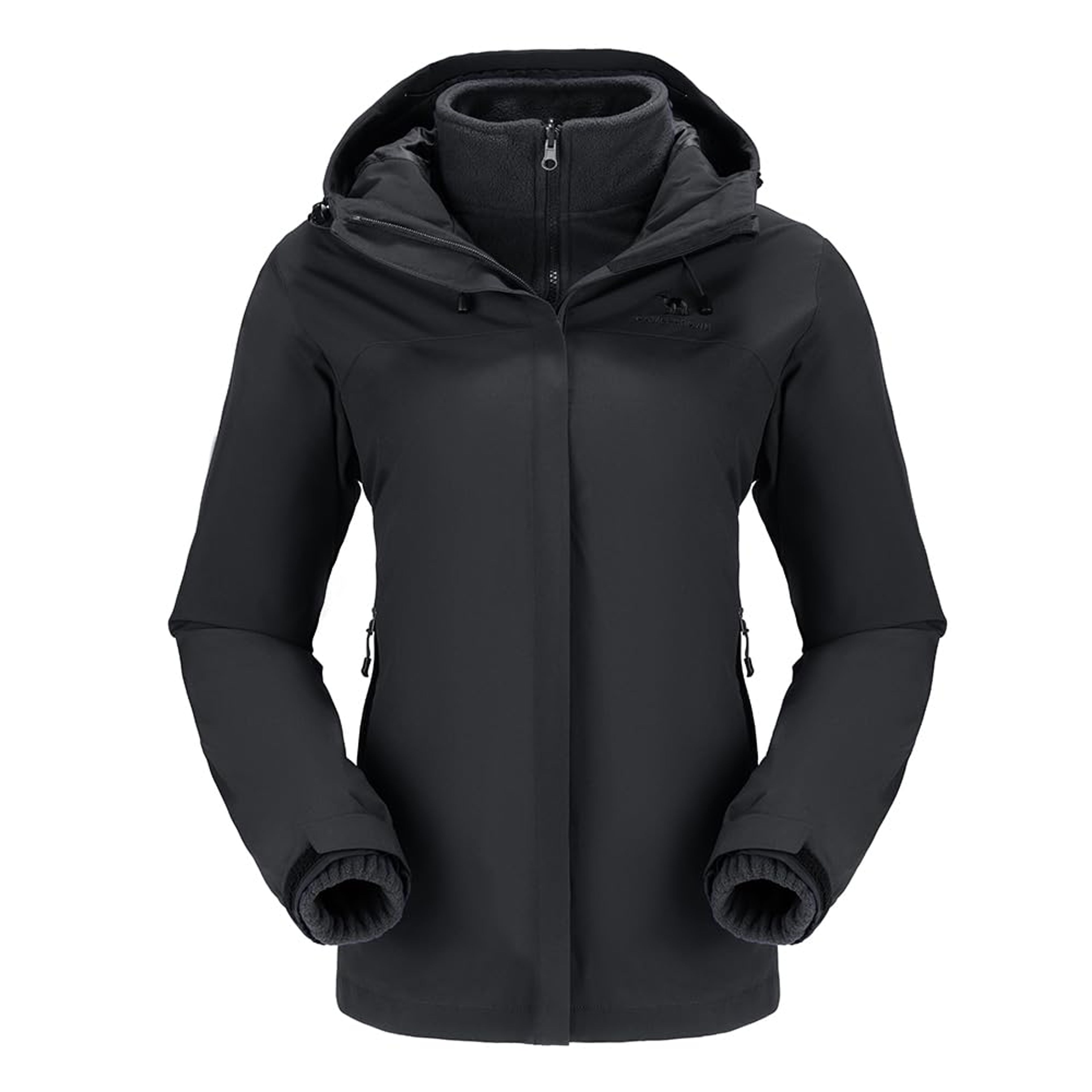 Camel Crown Women's 3-in-1 Waterproof Ski Jacket Fleece Liner Black XL