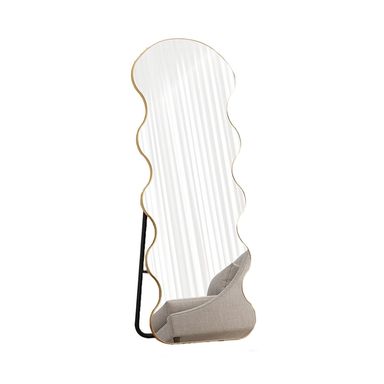 Full-Length Mirror,Wave Shaped Full-Length Mirror,Floor Mirror with Stand,Suitable for Living Room,Bedroom,Cloakroom,Corridor,Clothing Store(Gold,150x40cm)