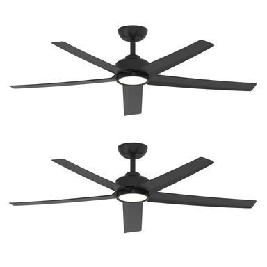 ocioc 52 inch Ceiling Fans with Lights, 2 Pack Black Ceiling Fan with Light and Remote Control, 3CCT, Quiet DC Motor, 5 Blades Modern Ceiling Fan for Living Room Farmhouse Bedroom