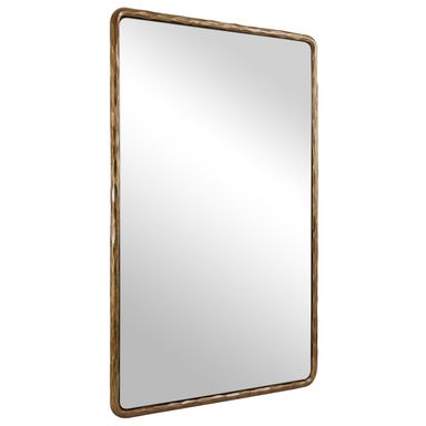 ANDY STAR Hand-Forged Gold Bathroom Mirrors for Wall, 30x40 Inch Vintage Solid Steel Metal Frame Bathroom Vanity Mirror, Antique Rounded Rectangle Wall Mirror, Hangs Horizontally or Vertically Gold 40"L x 30"W
