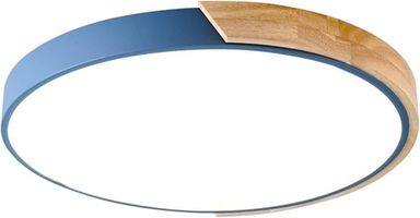 Round Macaron Ceiling Light - Modern Wood Flush Mount Lamp for Children's Room, Living Room, Bedroom, and Hallway(Blue+Cool White,60cm 48W) - Amazon.com