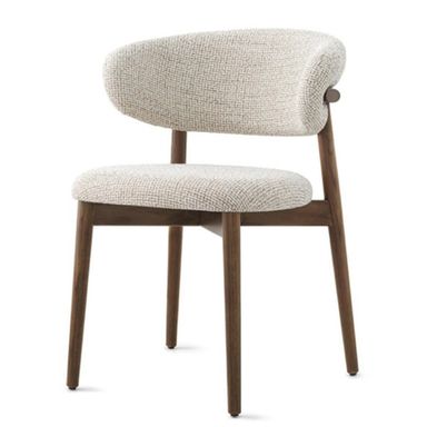 Dining Chairs, Modern Wood Legs Side Chair, Comfortable Fabric Upholstered Single Leisure Chair for Kitchen Vanity Living Room(Color:Beige)