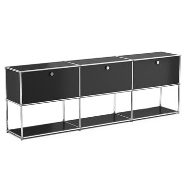 Modern Storage Cabinet Versatile Free-Standing Organizer for Home, Office, Garage, Gym, School (Black G) Black G-15"D x 90"W x 29"H