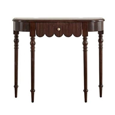 Console Table, Vintage Solid Wood Console Table, Half Moon Entryway Table for Entryway, 39.37 Inch Industrial Semi Circle Sofa Table, Wood Accent Table for Living Room, Hallway, Foyer, Entrance ,Art D Brown